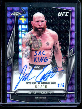 compare product 2026 Topps Chrome Josh Emmett Purple Geometric Autograph Inscribed /10