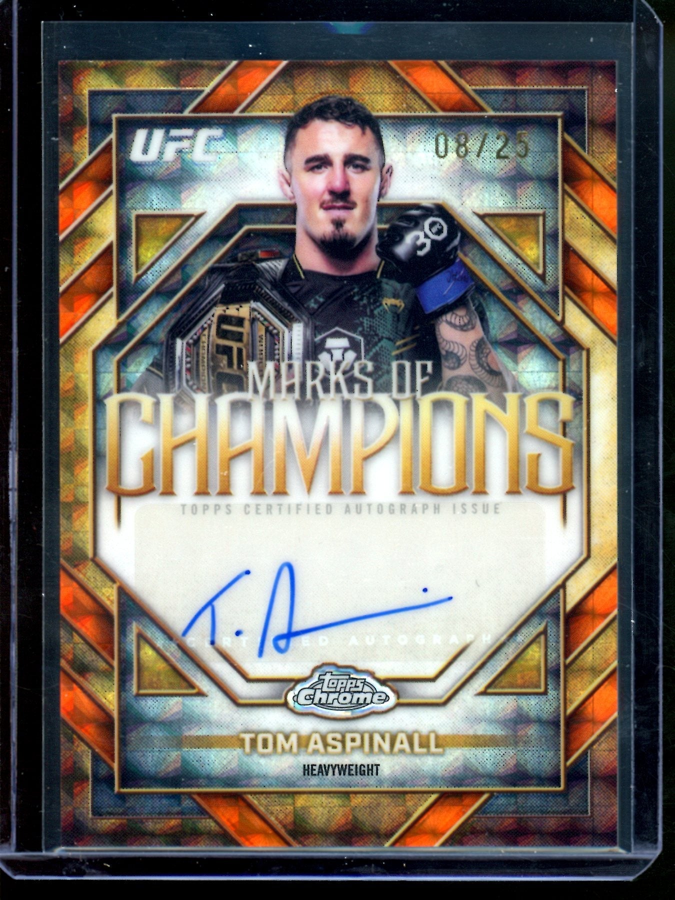 2026 Topps Chrome Tom Aspinall Marks of Champions Autograph Orange /25