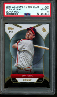 2025 Topps 3x MVP Stan Musial Black Foil /10 PSA 8 Cardinals