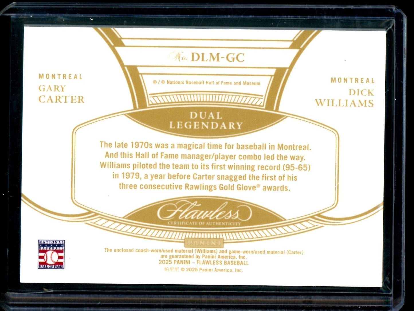 2025 Panini Flawless Gary Carter / Dick Williams Dual Legendary Relics /15 Expos