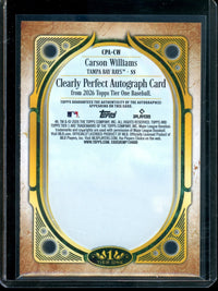 2026 Topps Tier One Carson Williams Clearly Perfect Autograph Rookie Card /75 Rays