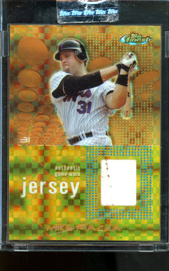 compare product 2004 Topps Finest Mike Piazza Gold X-Fractor Relic Jersey /139 Uncirculated Mets