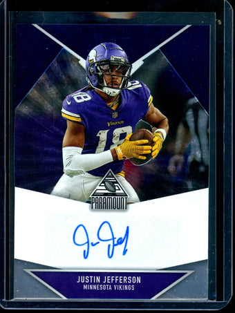 compare product 2022 Panini Chronicles Justin Jefferson Paramount Autograph #PAR-JUJ Vikings