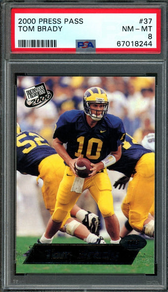compare product 2000 Press Pass Tom Brady  Rookie Card #37 PSA 8
