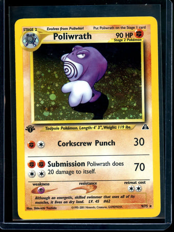 compare product 2001 Pokemon Neo Discovery Poliwrath 1st Edition Holo 9/75