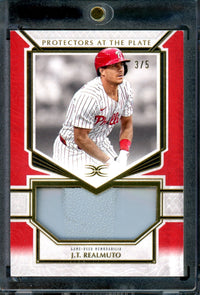 2025 Topps Definitive J.T. Realmuto Protectors at the Plate Helmet Relic Red /5 Phillies