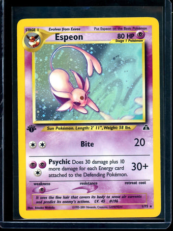 compare product 2001 Pokemon Neo Discovery Espeon 1st Edition Holo 1/75