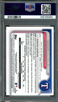 2024 Bowman Sapphire Paulino Santana Green 1st Autograph PSA 9 Rangers