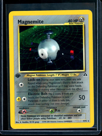 compare product 2001 Pokemon Neo Discovery Magnemite 1st Edition Holo 7/75
