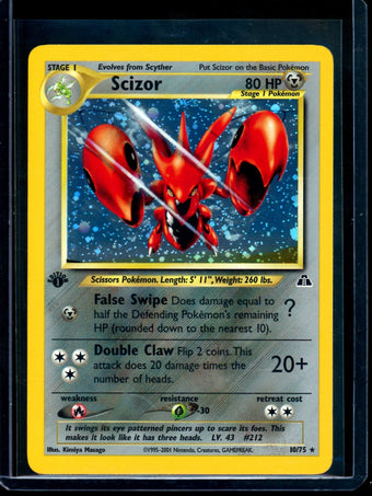 compare product 2001 Pokemon Neo Discovery Scizor 1st Edition Holo 10/75