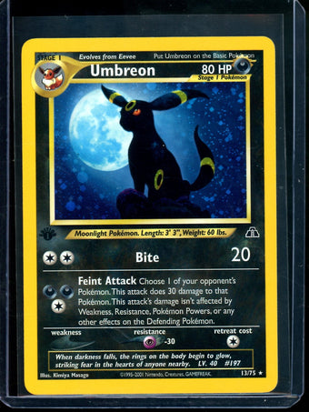 compare product 2001 Pokemon Neo Discovery Umbreon 1st Edition Holo 13/75