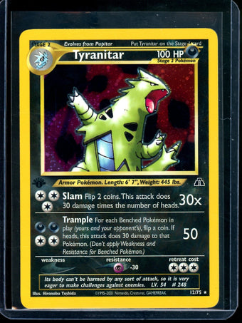 compare product 2001 Pokemon Neo Discovery Tyranitar 1st Edition Holo 12/75