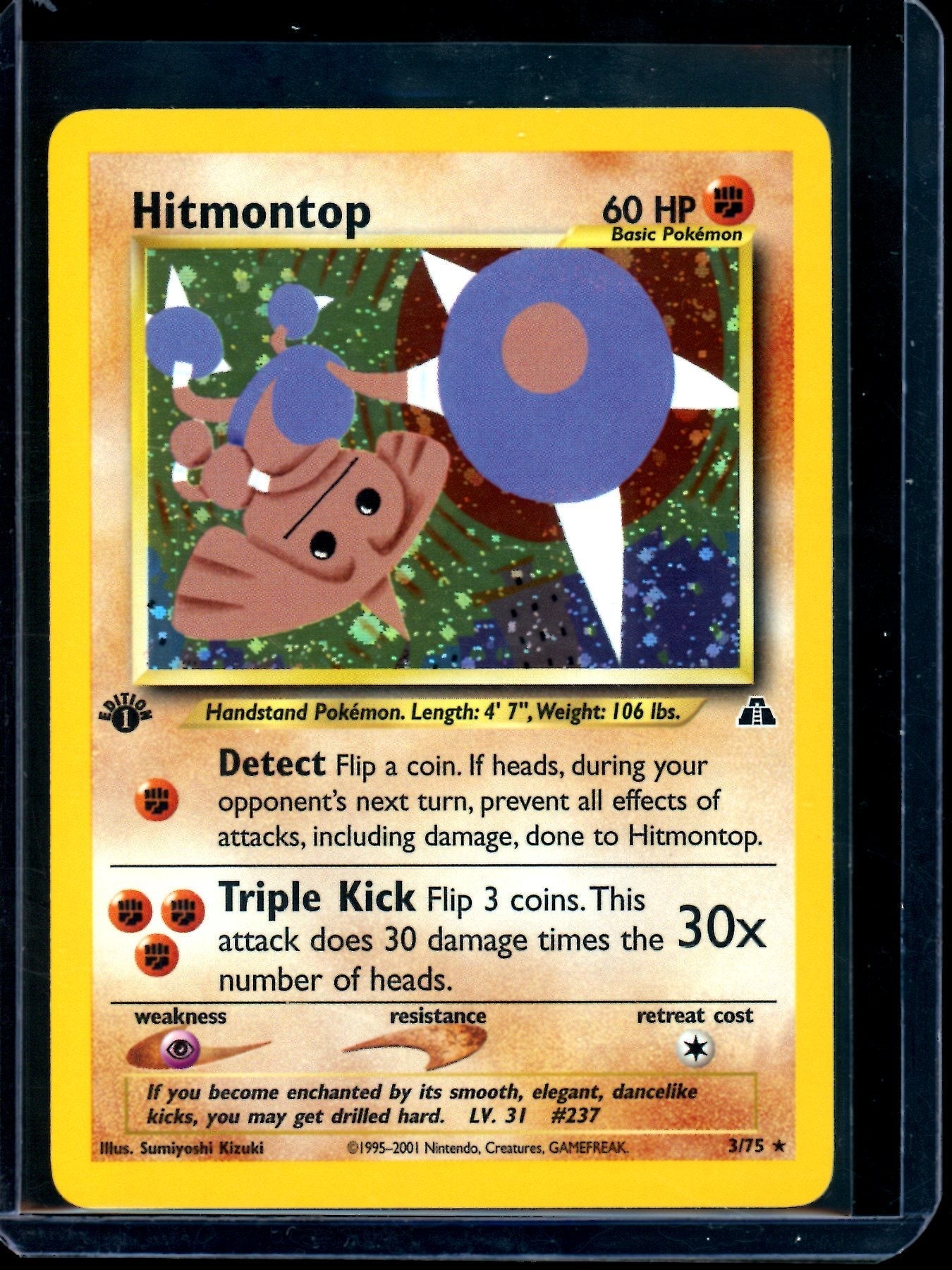 2001 Pokemon Neo Discovery Hitmontop 1st Editon Holo 3/75
