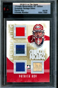 2010 In The Game Ultimate Patrick Roy Camplete Package Silver Memorabilia /9 Canadiens