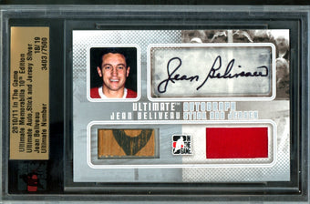 compare product 2010 In The Game Ultimate Jean Beliveau Autograph Stick and Jersey /19 Canadiens