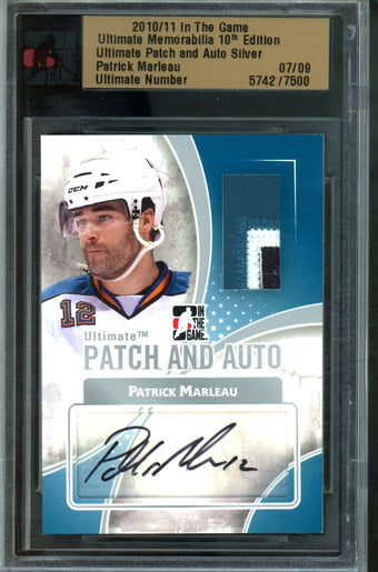 compare product 2010 In The Game Ultimate Patrick Marleau Patch and Autograph Silver /9 Sharks