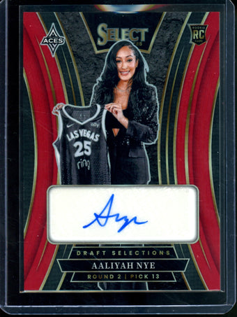 compare product 2025 Panini WNBA Select Aaliyah Nye Draft Selections Autograph Red /99 Aces