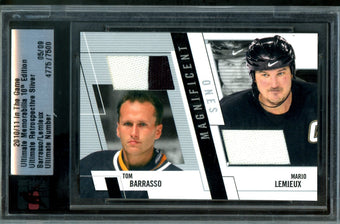 compare product 2010 In The Game Ultimate Tom Barrasso / Mario Lemieux Retrospective Silver Memorabilia /9 Penguins