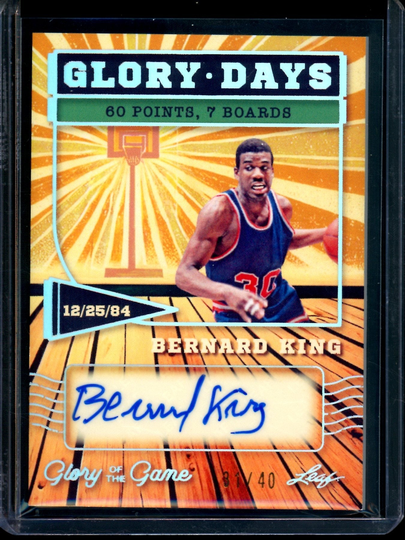 2025 Leaf Glory Of The Game Bernard King Glory Days Autograph /40