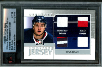 compare product 2010 In The Game Ultimate Rick Nash Complete Jersey Quad Memorabilia /9 Blue Jackets