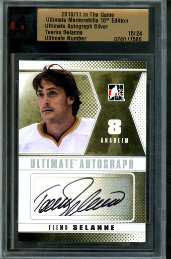 compare product 2010 In The Game Ultimate Teemu Selanne Autograph Silver /24 Ducks