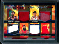 2025 Leaf Glory Of The Game Olajuwon / Ming / Harden / Malone Franchise 4 Quad Relic Rockets