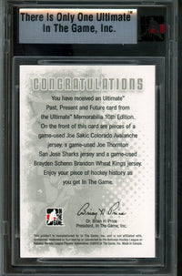 2010 In The Game Ultimate Sakic / Thornton / Schenn Past, Present, Future Silver Memorabilia /24