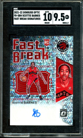compare product 2022 Panini Optic Scottie Barnes Fast Break Signatures Rookie SGC 9.5/10 Raptors