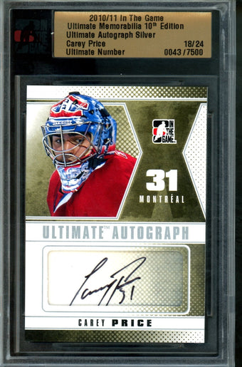 compare product 2010 In The Game Ultimate Carey Price Autograph Silver /24 Canadiens