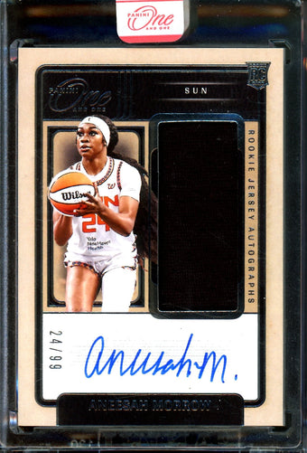 compare product 2025 Panini One and One Aneesah Morrow Rookie Jersey Autographs /99 Encased Suns