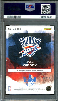 2023 Panini Court Kings Josh Giddey Masterstrokes Autograph PSA 8 Thunder / Bulls