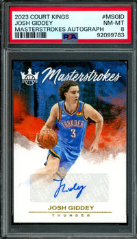 2023 Panini Court Kings Josh Giddey Masterstrokes Autograph PSA 8 Thunder / Bulls