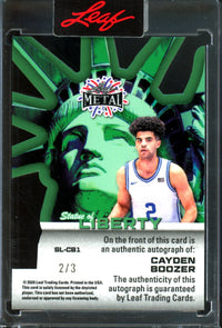 2026 Leaf Metal Cayden Boozer Statue Of Liberty Autograph /3 Encased Duke