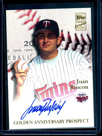 compare product 2001 Topps Flagship Juan Rincon Gold Anniversary Prospect Autograph Twins
