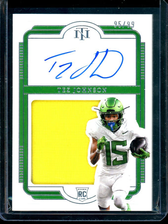 compare product 2025 Panini National Treasures Tez Johnson Rookie Patch Autograph /99
