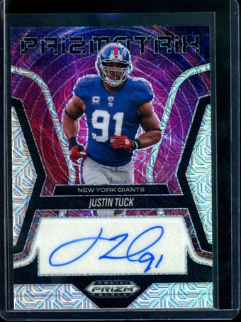 compare product 2025 Panini Prizm Black Justin Tuck Mojo Prizmatrix Autograph /25 Giants
