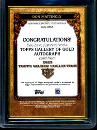 2023 Topps Gilded Collection  Don Mattingly Gold Frame Autograph /50 Yankees