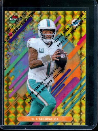 compare product 2025 Topps Finest Tua Tagovailoa Gold Rare /20 Dolphins