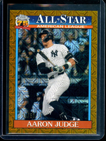compare product 2026 Topps Chrome Aaron Judge Silver Pack Mojo Gold /50 Yankees