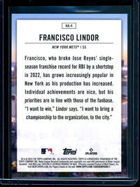 2023 Topps Flagship Francisco Lindor Home Field Advantage SP Mets