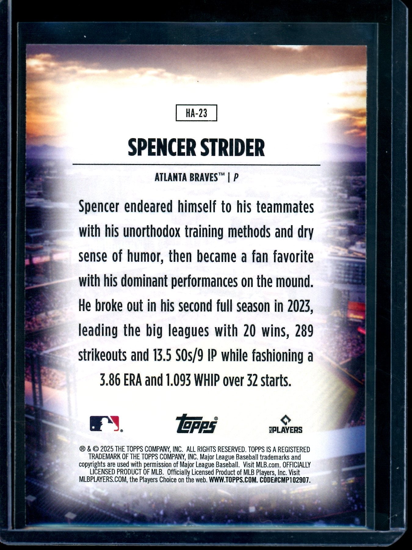 2025 Topps Flagship Spencer Strider Home Field Advantage SP Braves