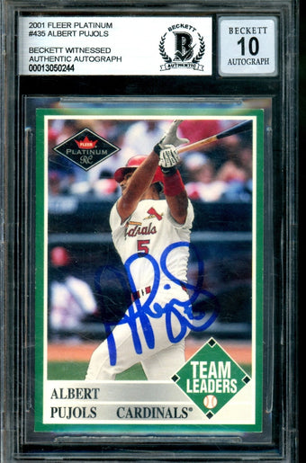 compare product 2001 Fleer Platinum Albert Pujols Rookie Autograph BGS Auto 10