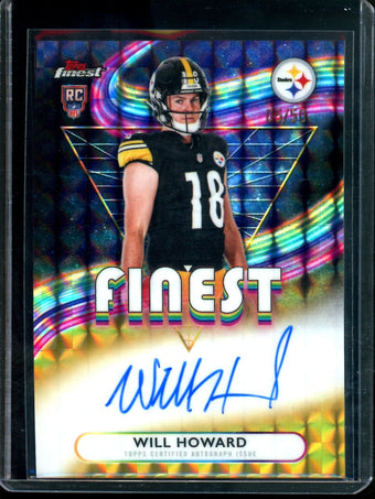 compare product 2025 Topps Finest Will Howard Finest Rookie Autograph Gold Geometric /50 Steelers