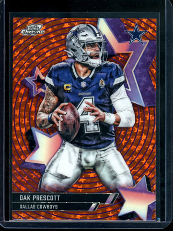 compare product 2025 Topps Cosmic Dak Precott Starfractor SP Orange /25 Cowboys