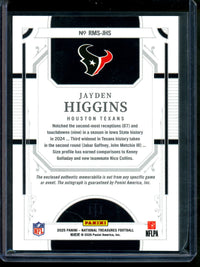 2025 Panini National Treasures Jayden Higgins Rookie Triple Patch Autograph /25 Texans