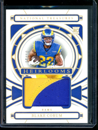 compare product 2024 Panini National Treasures Blake Corum Herilooms Rookie Relic /10 Rams
