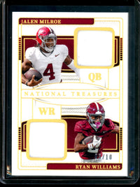 2025 Panini National Treasures Jalen Milroe / Ryan Williams Dual Gold Relic /10 Alabama