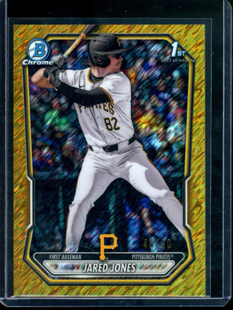compare product 2026 Bowman Chrome Jared Jones Gold Shimmer 1st /50 Pirates
