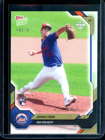 compare product 2026 Topps Now Jonah Tong Road to Opening Day Rookie /26 Mets