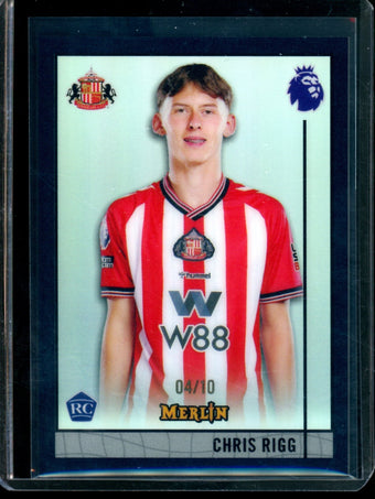 compare product 2026 Panini Merlin Chris Rigg Black Rookie Refractor /10 Sunderland A.F.C.